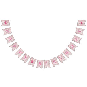 Pink One Silly Cat 1st Birthday Welcome Bunting Flags