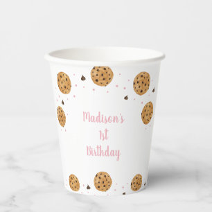 Pink One Sweet Cookie Birthday Paper Cups
