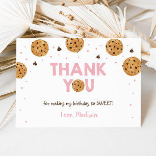 Pink One Sweet Cookie Birthday Thank You Card