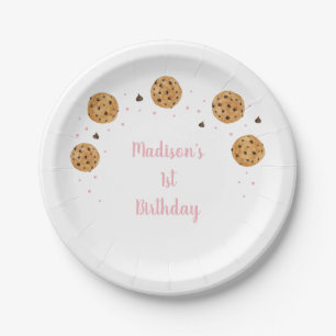 Pink One Sweet Cookie First Birthday Paper Plate