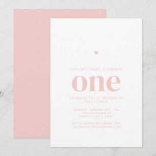 Pink One Sweetheart First Birthday Invitation