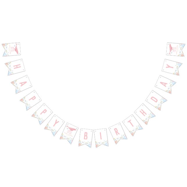 Pink Oneder The Sea Ocean Animals 1st Birthday Bunting Flags (All)