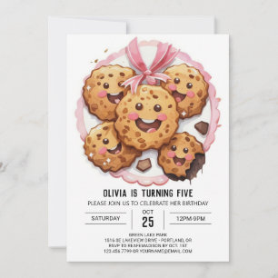 Pink Online Custom Cookies Birthday Invitation
