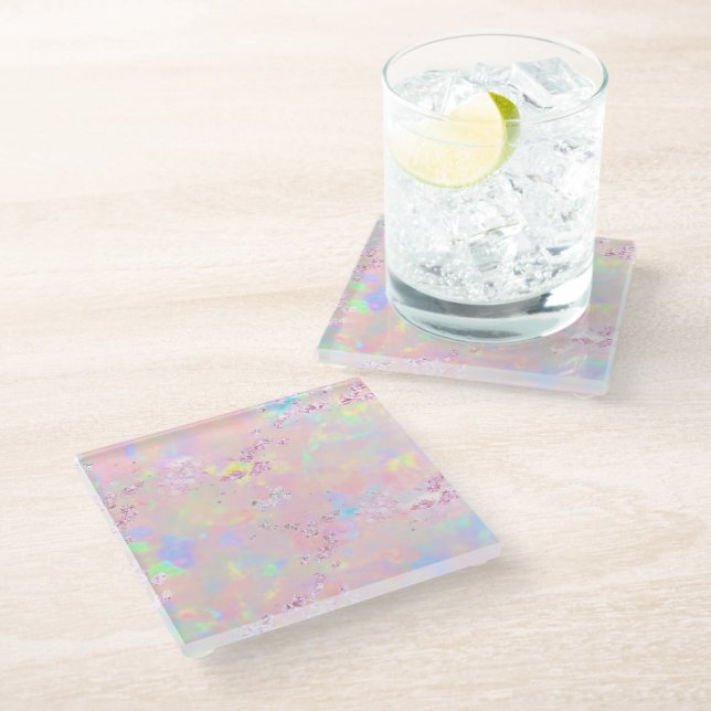 pink opal glass coaster (Angled)