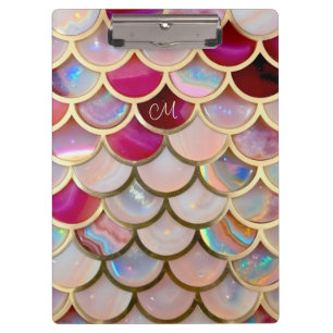 Pink Opal Iridescent Mermaid Scales Clipboard