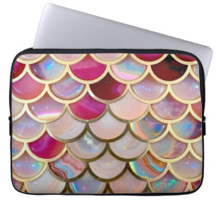 Pink Opal Iridescent Mermaid Scales Laptop Sleeve