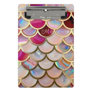 Pink Opal Iridescent Mermaid Scales Mini Clipboard