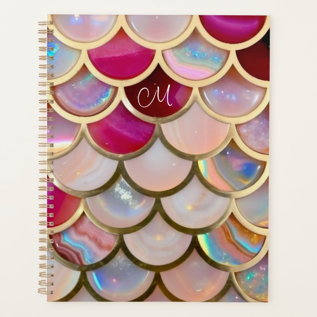 Pink Opal Iridescent Mermaid Scales Planner (Front)