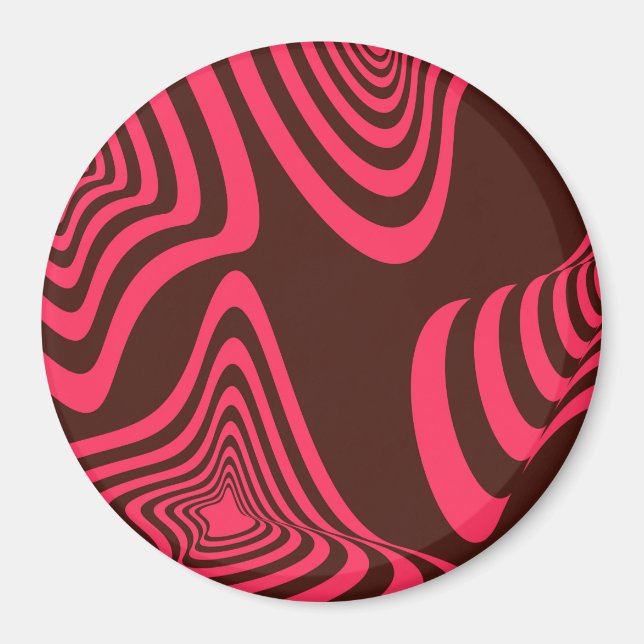 Pink, optic, trendy, cool abstract geometric shape magnet (Front)