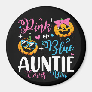 Pink Or Blue Auntie Loves You Pumpkin Baby Circle Magnet