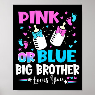 Pink Or Blue Big Brother Loves Gender Reveal Baby Poster