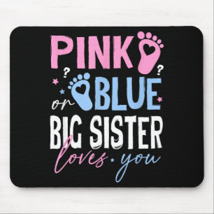 Pink or blue big-sister loves gender reveal women mouse pad