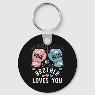 Pink Or Blue Brother Loves You Boxing Gender Revea Keychain