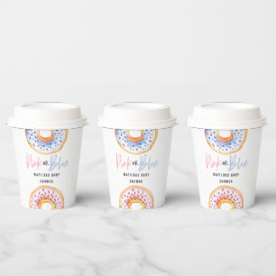 Pink or blue doughnut baby shower party  paper cups