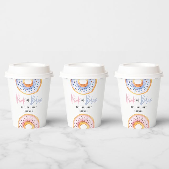 Pink or blue doughnut baby shower party  paper cups (Multi)