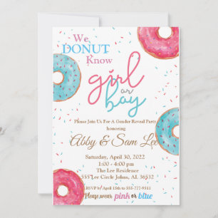 Pink or Blue Doughnut Gender Reveal Invitation