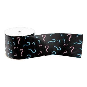 Pink or Blue Gender Reveal Black Grosgrain Ribbon
