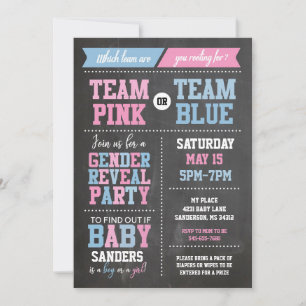 Pink or Blue Gender reveal Chalkboard Invitation