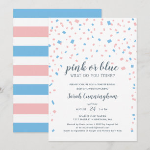 Pink or Blue Gender Reveal Confetti Baby Shower Invitation