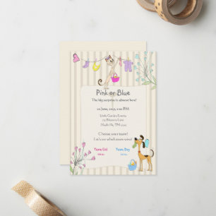 Pink or Blue Gender Reveal Dog & Cat  Card