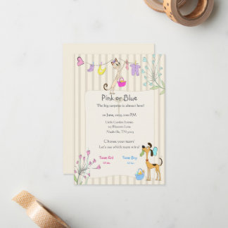 Pink or Blue Gender Reveal Dog & Cat  Card