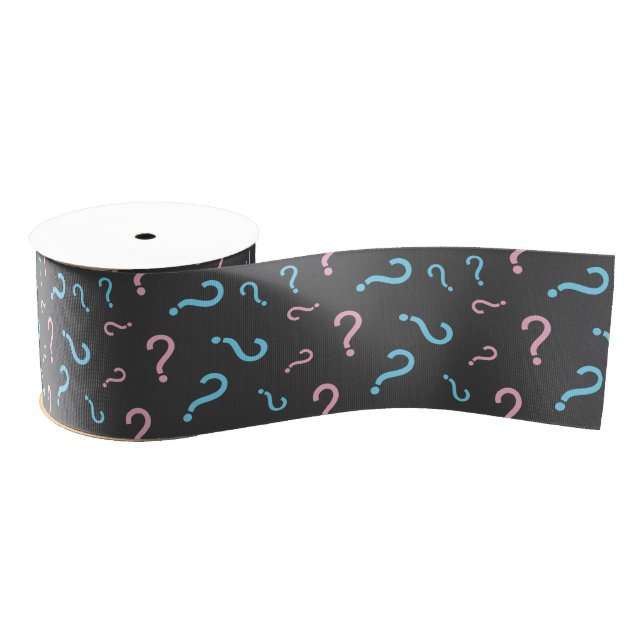Pink or Blue Gender Reveal Grey Grosgrain Ribbon (Spool)