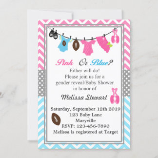 Pink or Blue Gender Reveal Invitation