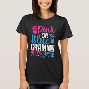 Pink Or Blue Grammy Loves You Baby Gender Reveal P T-Shirt