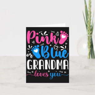 Pink Or Blue Grandma Loves You Cute Gender Reveal Card