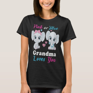 Pink or Blue grandma Loves You Elephants Baby Gend T-Shirt