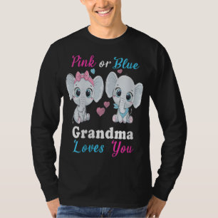 Pink or Blue grandma Loves You Elephants Baby Gend T-Shirt