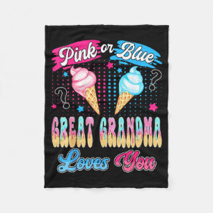Pink or blue great grandma loves ice cream gender fleece blanket