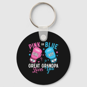 Pink Or Blue Great Grandpa Loves You Boxing Gender Keychain