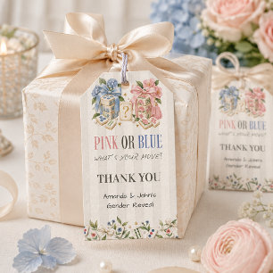 Pink or Blue Mahjong Tiles Gender Reveal Gift Tags