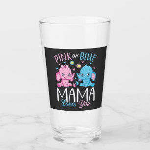 Pink Or Blue Mama Loves You Elephant Baby Drinking Glass