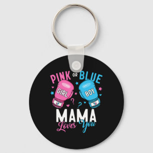 Pink Or Blue Mama Mom Loves You Boxing Gender Reve Keychain