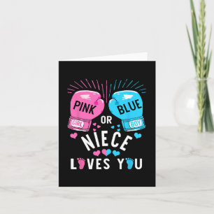 Pink Or Blue Niece Loves You Boxing Gender Reveal Card