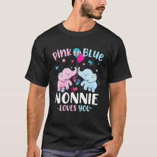Pink Or Blue Nonnie Loves You Gender Reveal Elepha T-Shirt