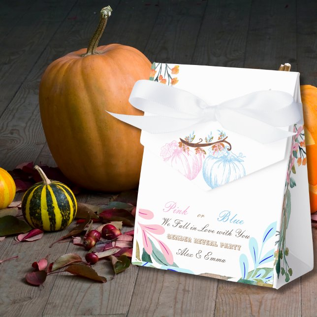 Pink or Blue Pumpkin Gender Reveal  Invitation Favor Box (Creator Uploaded)