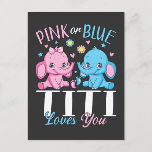 Pink Or Blue Titi Loves You Elephant Baby Postcard