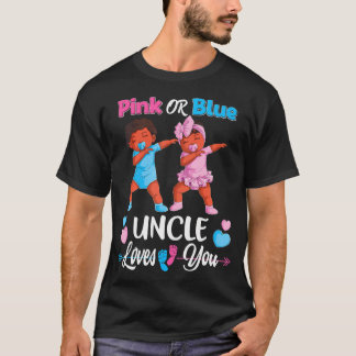 Pink Or Blue Uncle Loves You Black Baby Gender T-Shirt