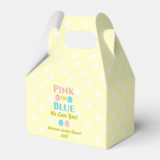 Pink Or Blue, We Love You! Gender Reveal Favor Box (Front Side)