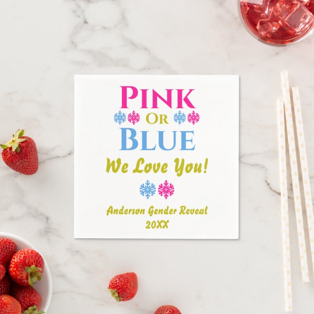 Pink Or Blue, We Love You! Gender Reveal Napkin (Insitu)