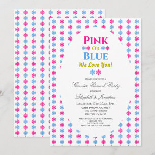 Pink Or Blue We Love You Snowflake Gender Reveal Invitation