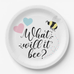Pink or Blue What Will It Bee Gender Reveal  Paper Plate