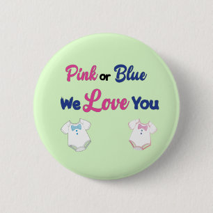 Pink or Blue with Layette Bodysuits 2 Inch Round Button