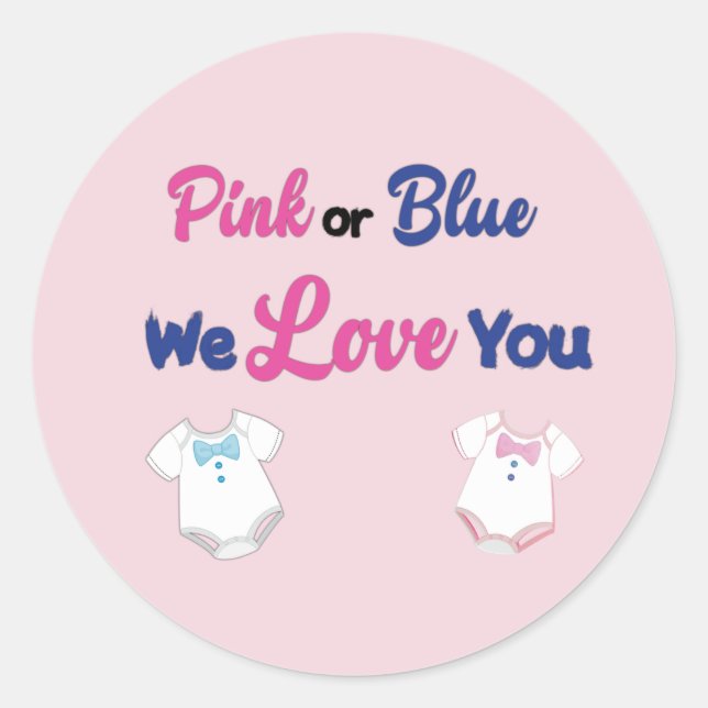 Pink or Blue with Layette Bodysuits Classic Round Sticker (Front)