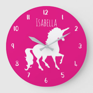 Pink or Custom Colour Unicorn Personalized Kids Large Clock