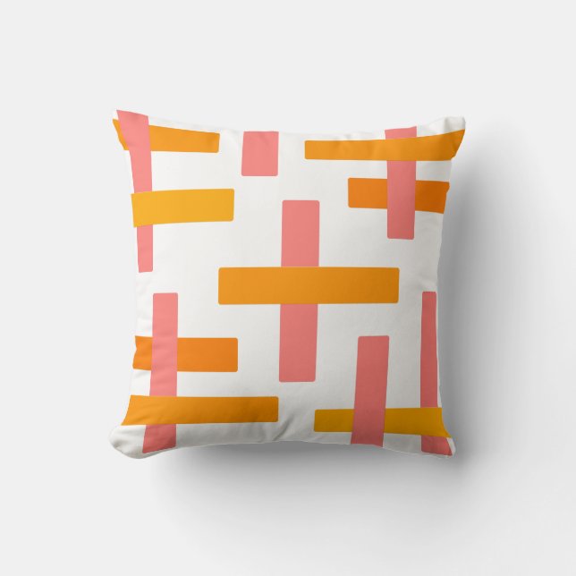 Pink & Orange Abstract Art Throw Pillow (Front)