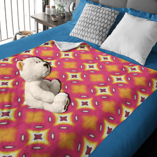 pink orange abstract floral pattern fleece blanket